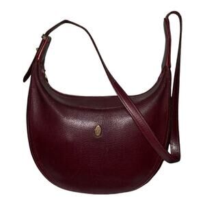 CARTIER Must De Vintage Bordeaux Pebbled Leather Shoulder Bag